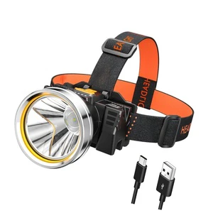 New USB Rechargeable IP65 Waterproof LED Headlamp with Adjustable Beam 100-200m Long Range Super Bright Lightweight