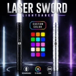 2-in-1 Modern Tactical Gear 15-Color Rechargeable Metal Laser Sword & Force Lightsaber For Cosplay & Party Training