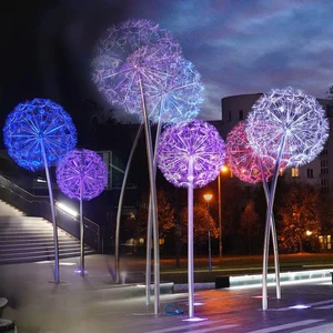 LED Fiber Optic Light Outdoor Waterproof RGB Color Light-emitting Diode Dandelion Park square Garden Landscape Lighting