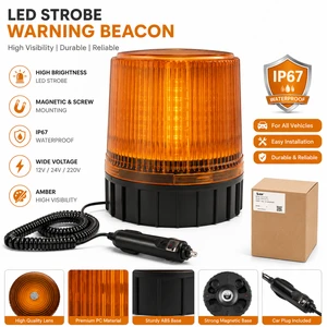 Fully Sealed IP67 Waterproof PC LED Warning Light Magnetic Mount Mini Amber Strobe Beacon for Marine Coastal Construction
