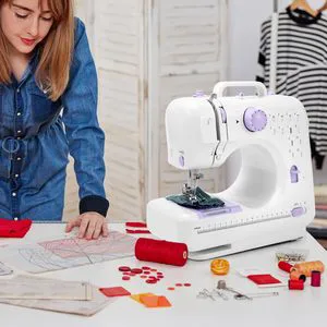 Mini Sewing Machine Household Portable Electric Overlock LED Light Home Sewing Machine Domestic Sewing Machine Crafts Needlework