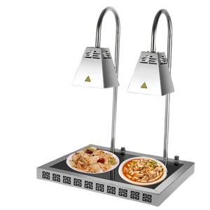 Single-Head Stainless Steel Electric Pizza Buffet Chandelier Telescopic Food Lifting Heat Preservation Lamp Lighting Feature