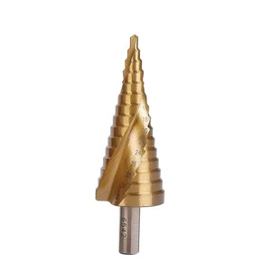HSS 4241 Spiral Flute Triangle Shank Cone Titanium Stepped Bits Multifunctional Drill