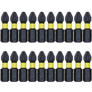 20 Piece PZ2 Screw Driver Drill Bit Set 25mm Pozi Impact Duty S2 Steel Bits Tool