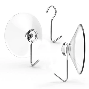 Transparent Mushroom-Head Strong Suction Cup Hook 304 Stainless Steel for Bathroom Kitchen Wall Mount Removes Leaving Trace