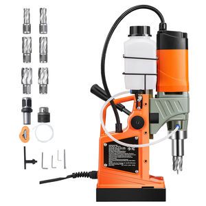 Portable Electric 1450W Motor Magnetic Drill Press 2 Boring Diameter with 6 Coring Bits 2878 Lbf Variable Speed 6 Coring Bits