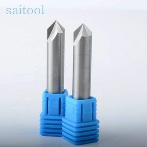 Saitool Aluminium Chamfer and Bevel Bit V groove Solid Carbide End Mill Drill Bits for Metal