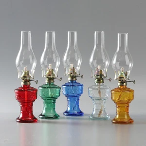 Antique Red Green Yellow Blue Glass Oil Glass Kerosene Lamp Lantern for All Festivals and Party