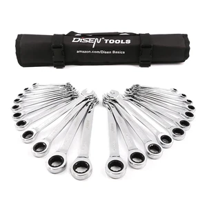 22 Pieces Metric & Sae Crv Combination Wrench Ratchet Spanner Set For Household Auto Repair