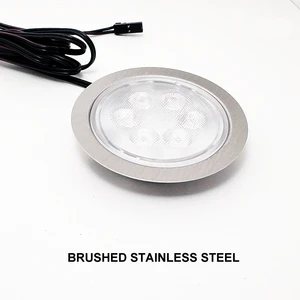 Cabinet LED Spot Ultra Thin 24V Puck Light Stainless Steel Anti-UV PC Plastic 5-Year Warranty European CE Compliant 3000K Warm