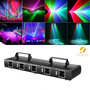 LED Music Lighting DMX Control IP33 Party Bar Stage DJ Scanning Laser Light 5 Beam Effect Sound Activated