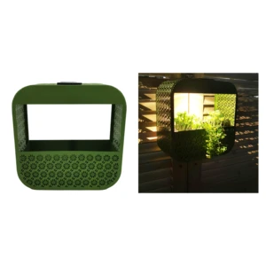 Green Square Shaped Hollow Metal Solar Lantern Outdoor Decorative Light