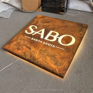 Outdoor Advertising Waterproof Led Electronic Sign Custom Rusty Metal Signage 3D Vintage Logo Light Box Sign