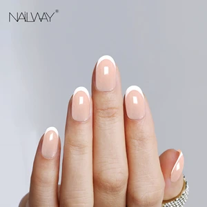 Nailway High Quality 30Pcs French Tip Soft Gel Press On Nails Finger Nails Glossy Reusable Fake Nails