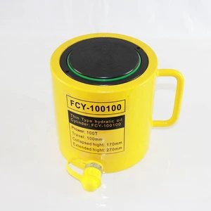 Extra High Output 100T Stroke 100MM FCY-100100 Hydraulic Single Acting Cylinder for Electric Hydraulic Floor Jack With Handle