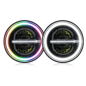 Unique Design RGB Angel Ring Head Light Motor Auto DRL Round Headlamp Projector Motorcycle 7inch RGB Car LED Headlight