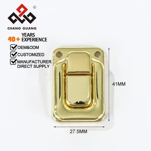Zinc Alloy Gold Classic Wooden Box Catch Lock Jewelry Box Latch Accessories Bag Hardware square Lift Pull Lock 41*27.5mm