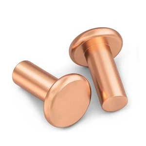 M2 M2.5 M3 M4 M5 M6 M8 Pure Red Copper Flat Head Solid Rivet GB109 Hammer Knock Fastener for Electrical Contact