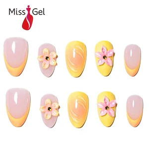 Wholesale Summer Press On Nails False Nails Set Full Cover Nail Tips Stick On Nails Durable Faux Ongles En Gros With Glue
