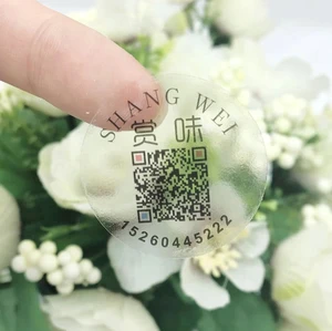 Custom Made Transparent QR Code Professional Adhesive Private Label Round Label Sticker