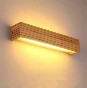 Modern Solid Wood Wall Lamp for Corridor Background Bedroom Bedside Surface Wall Mounted Light