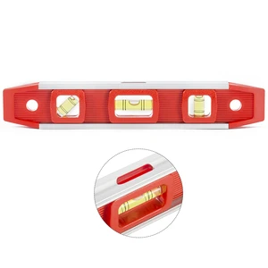 Red ABS Shell Drop Proof Aluminum Alloy 180/90/45 Degree Bubbles Magnetic Small Torpedo Spirit Level