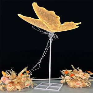 Glowing Butterfly Wings Light Led Chandeliers Adjustable Height Luminous AC Luxurious Modern Wedding Event Ceiling Stage Aisle
