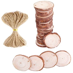 TaiLai Round Tree Unfinished Natural Wood Slices Kit Circles with Bark for Coasters DIY Crafts Christmas Ornaments Sports