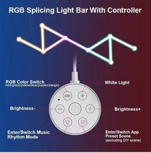 Modern Music Sync RGB Splicing ABS Light Bar Smart APP Control Modular LED Line Wall Lamp for Bedroom Decor