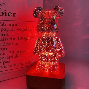 Fireworks Violent Bear Colorful Night Lamp Desktop Decoration Audio Colorful Light Changing Romantic Atmosphere Music Light