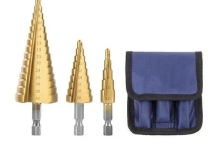 HSS 4241 Straight Flute Hexagonal Shank Cone Titanium Stepped Bits Multifunctional Drill