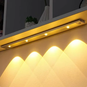 LED 3 Color Dimmable Motion Sensor Night Light for Kitchen Wardrobe Cabinet Lighting 30CM/40CM/50CM/60CM USB Rechargeable Lamp