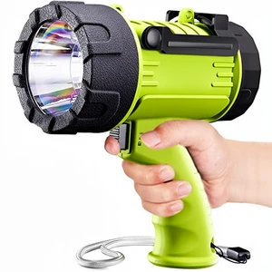 Rechargeable High-lumen LED Searchlight, Impact-resistant Handheld Model, Suitable for Camping.