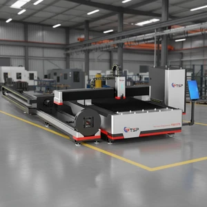 TSP Cnc Raycus F3015T 3000*1500mm Gantry Type Fiber Laser Pipe Cutting Machine Cypcut Control Water Cooling for Sheet Metal Tube