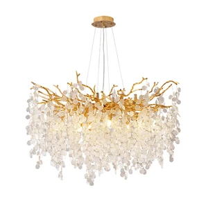 Luxury Modern Aluminum Chandelier Lighting Decorative Branch High Class Crystal Lamp Wedding Villa Pendant Light for Bedroom