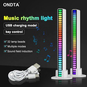 Voice-Activated Rechargeable RGB Music LED Atmosphere Light Pickup Lamp Rhythm Light With 32 Light Beads