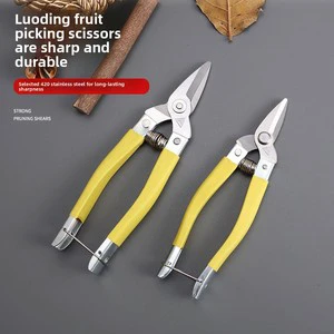 Luoding Stainless Steel Fruit-Picking Pruning Shears Non-Slip Yellow Handles for Gardening Landscaping-Various Sizes 3cm