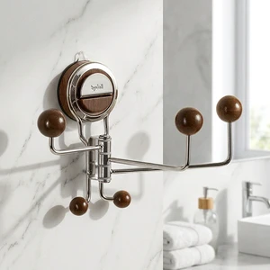 Stainless Steel Home Suction Cup Door-Back Drill-Free Heavy-Duty Clothes Hook Kitchen Bathroom Storage Wall-Mounted Shelf