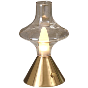 Bar, Cafe, Restaurant Simple Retro Rechargeable Glass Table Lamp, Night Light, Rechargeable Decorative Desk Lamp