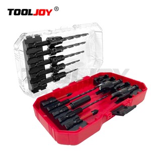Countersink Drill Bit Set 15 PCS Tapered Drill Bits Counter Sink Drill Bit with 2PCS Wood Plug Cutter 1/4
