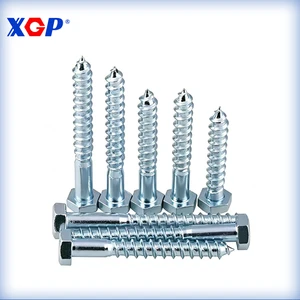 DIN 571 Carbon Steel Blue-white Zinc Plated Full Thread Hexagon Head Wood Screws Timber Screw Self-tapping Lag Screws