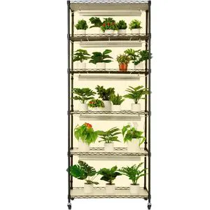 6-Tier Large Tall Plant Stand with 150W Full Spectrum LED Grow Light W75xH180cm 3 Modes Model D0100HRIVYP