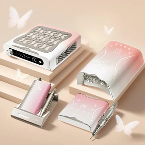 Pretty Pink Series Electric Manicure Machine 60W Rechargeable 35000RPM Brushless Nail Sander E File Nail Drill Machine Set