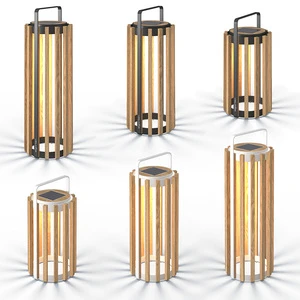 Customized Logo/Packaging Garden Outdoor Modern Waterproof Garden Floor Teak Wood Solar Lanterns