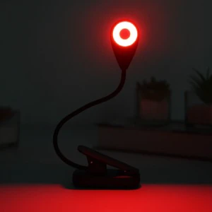 Lightweight Flexible Dimmable Red Light Eye Protection Modern LED Book Reading Light Clip Type-C Rechargeable ABS Battery