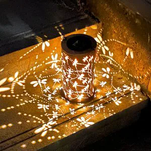 Solar Powered Dragonfly Hollowed-Out Metal LED IP65 Waterproof Outdoor Hanging Garden Lanterns-China Christmas Gift