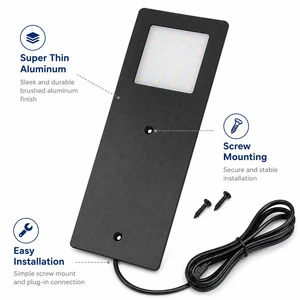 NewThingLine LED Under-Cabinet Lighting | Cabinet Spots | Modern Black Aluminum Lights | CRI 90 | 24V 3000K Warm | Brushed