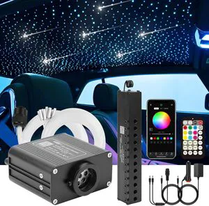 Fiber Optic Car Lights Starry Sky 16W 500pcs*0.75mm*3m RGBW APP/LED Remote Control with Shooting Star Light Kit for Home Car Bar