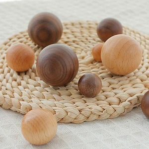 Solid Wood Ball Handle Wooden Single Hole Drawer Bead Handle Single Hole Furniture Log Cabinet Door Handle