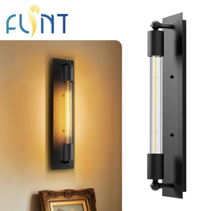 Vintage Matte Black Tubular Wall Lamp LED Light Custom Long Pole Glass Body Living Room Bathroom Bedroom Background Wall Light